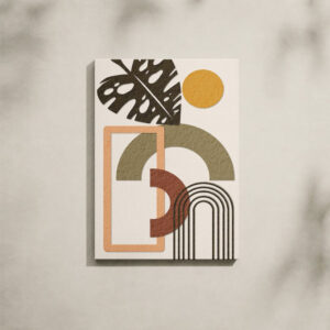 Alternative view of Abstract Canvas Art - Minimalist Pastel Monstera Leaf