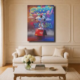 Cartoon Canvas Art – 3D Snoopy Figurine with Neon Glasses