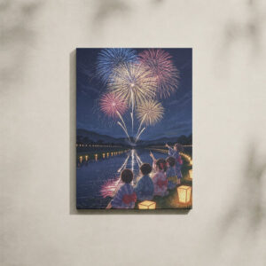 Alternative view of Japanese Canvas Art - Summer Lanterns & Fireworks Festival