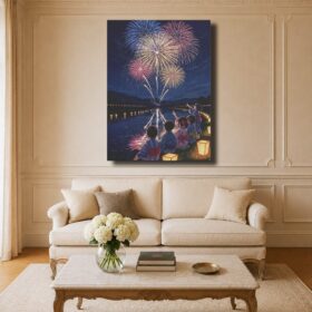 Japanese Canvas Art – Summer Lanterns & Fireworks Festival
