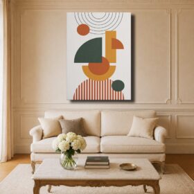 Boho Canvas Art – Minimalist Geometric Line Art