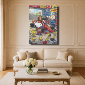 Cartoon Canvas Art – Snoopy F1 Pit Stop & Charlie Brown