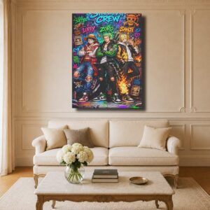 One Piece Canvas Art - Straw Hat Crew Graffiti Street Art