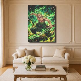 Zoro Canvas Art – Three Swords Green Flames