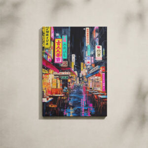 Alternative view of Cyberpunk Canvas Art - Tokyo Neon Night Alleyway