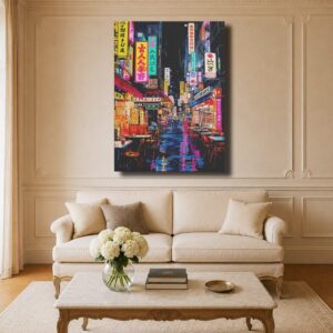 Cyberpunk Canvas Art - Tokyo Neon Night Alleyway
