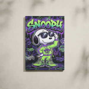 Alternative view of Cartoon Canvas Art - Snoopy Joe Cool Neon Graffiti