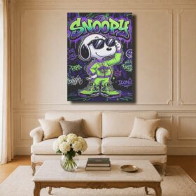 Cartoon Canvas Art – Snoopy Joe Cool Neon Graffiti