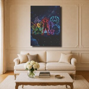 One Piece Canvas Art - Neon Silhouette Jolly Roger