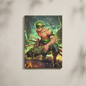 Alternative view of Zoro Canvas Art - Three Swords Green Flames Forest