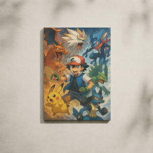 Alternative view of Pokémon Canvas Art - Ash & Starter Team Poster