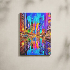 Alternative view of Pop Art Canvas Art - Colorful Neon New York Skyline