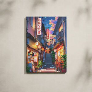Alternative view of Japanese Canvas Art - Lofi Alleyway, Lanterns & Twilight