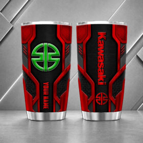 Kawasaki 20oz Tumbler | 3D Carbon Armour Biker Travel Mug