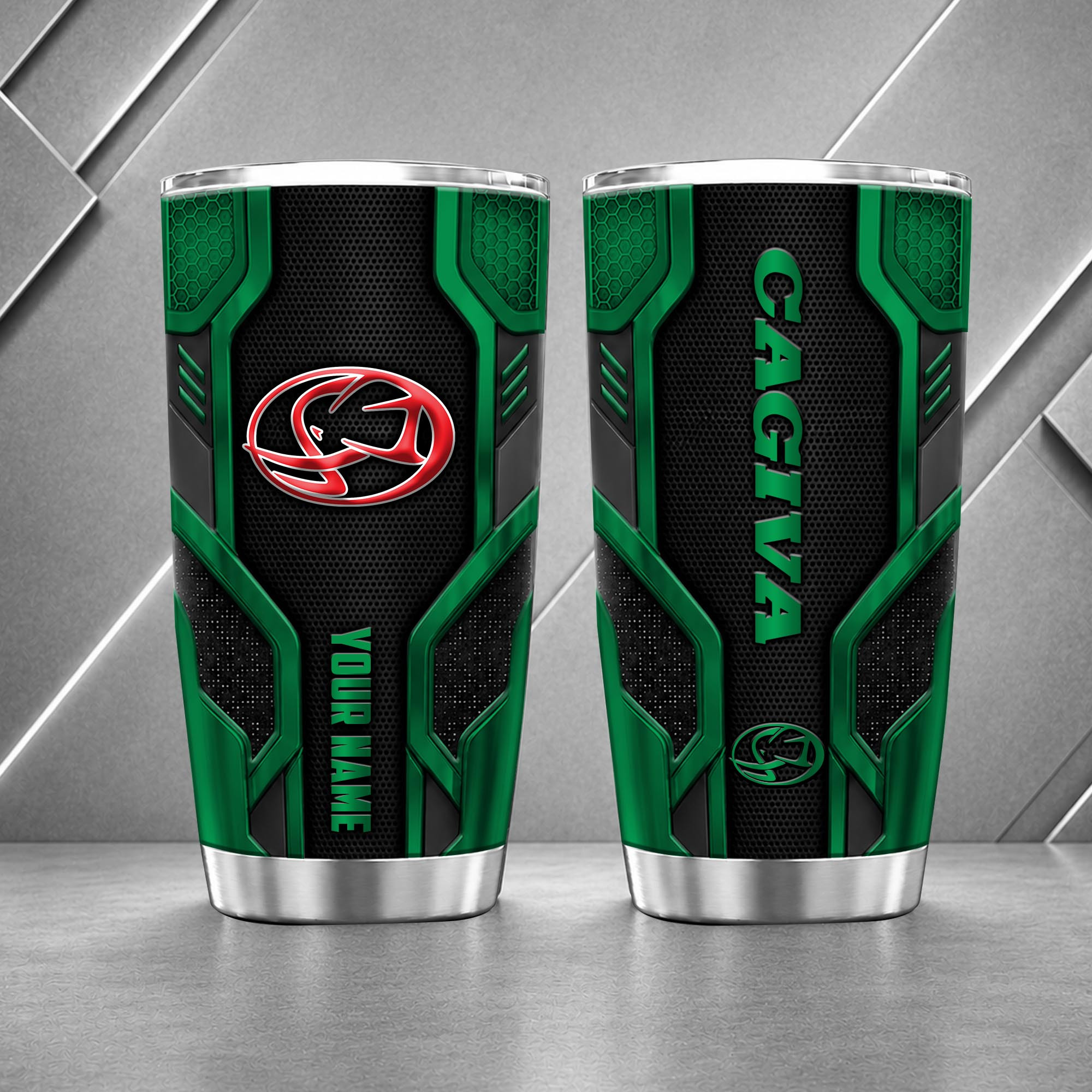 Cagiva 20oz Tumbler | 3D Carbon Armour Biker Travel Mug - Image 3