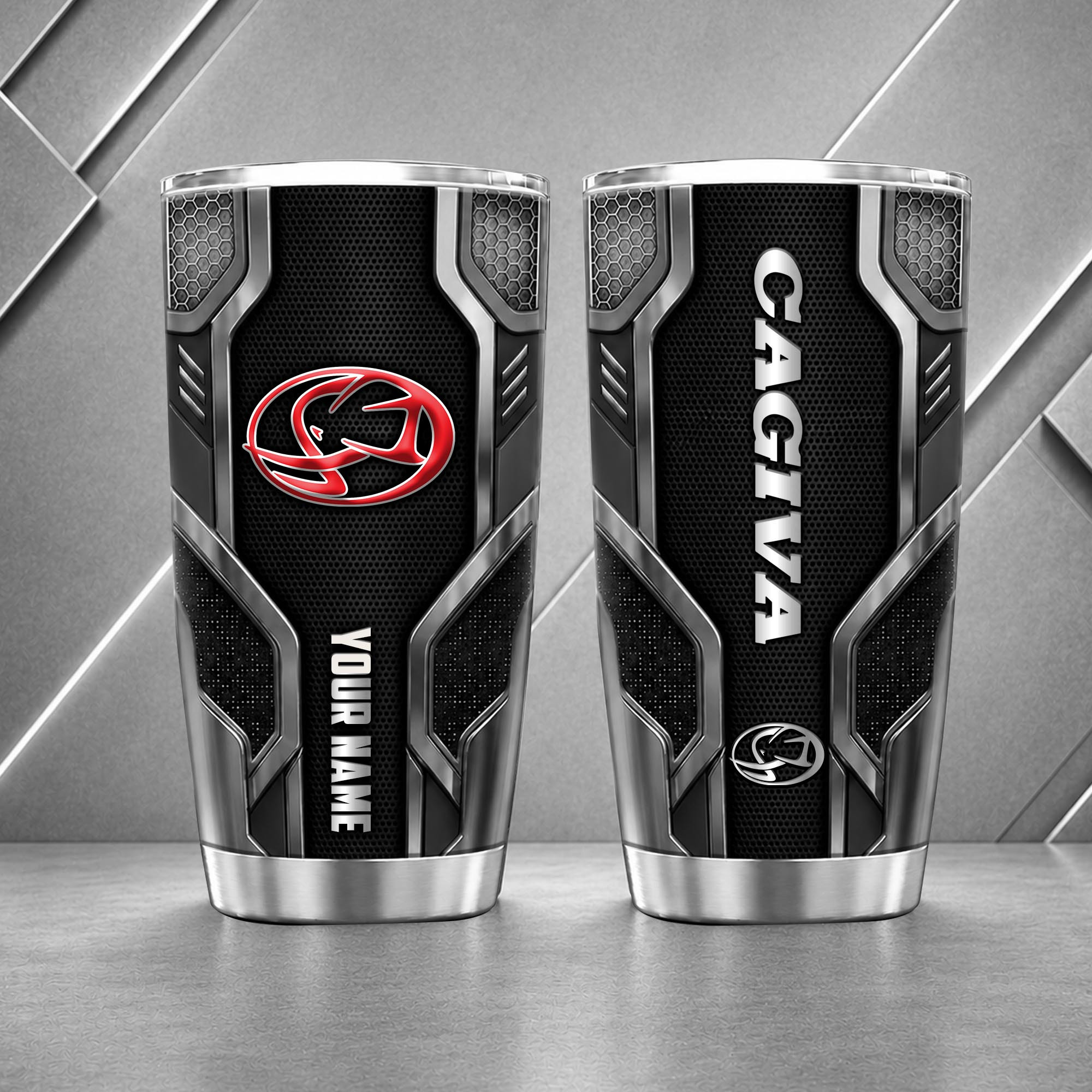 Cagiva 20oz Tumbler | 3D Carbon Armour Biker Travel Mug - Image 4