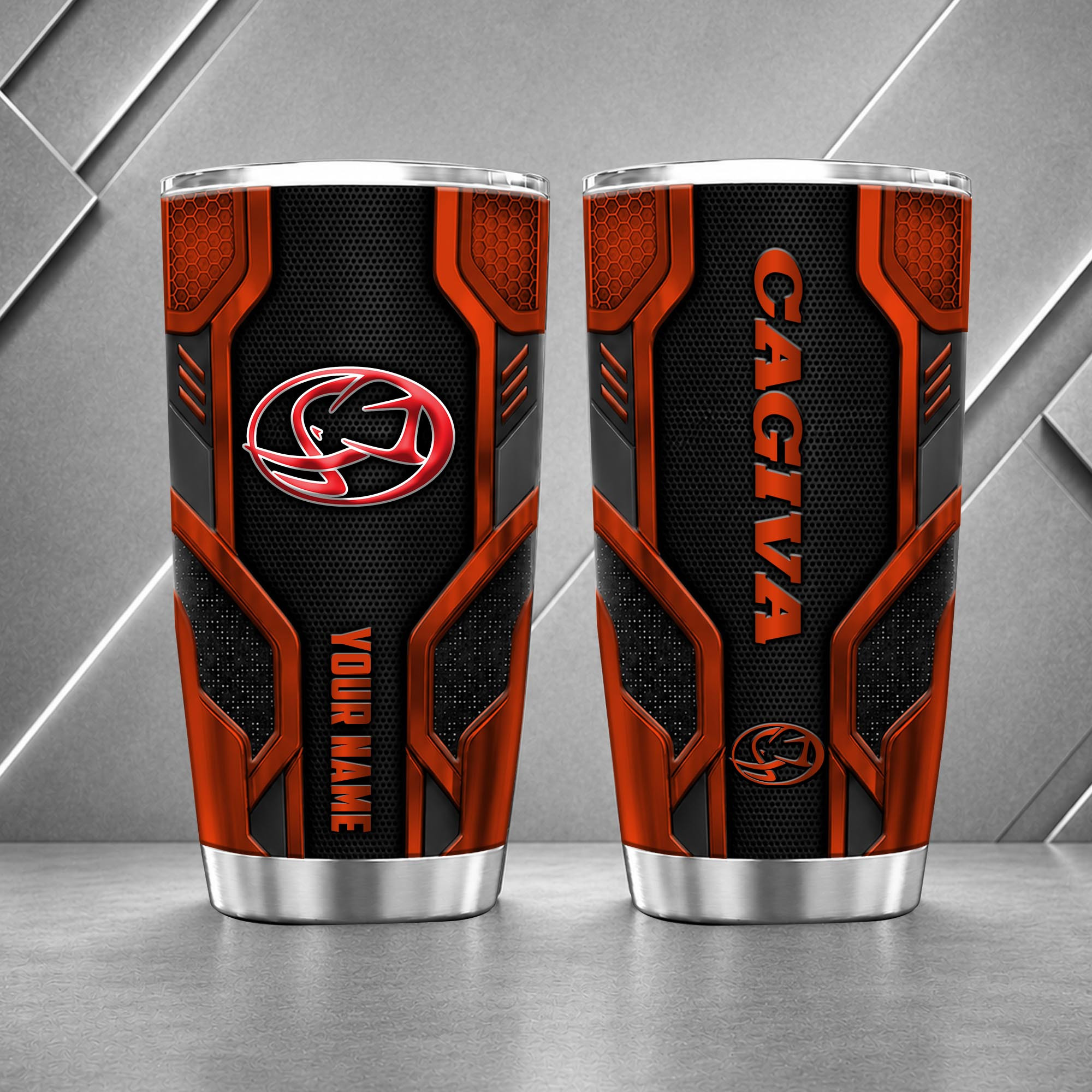Cagiva 20oz Tumbler | 3D Carbon Armour Biker Travel Mug - Image 6