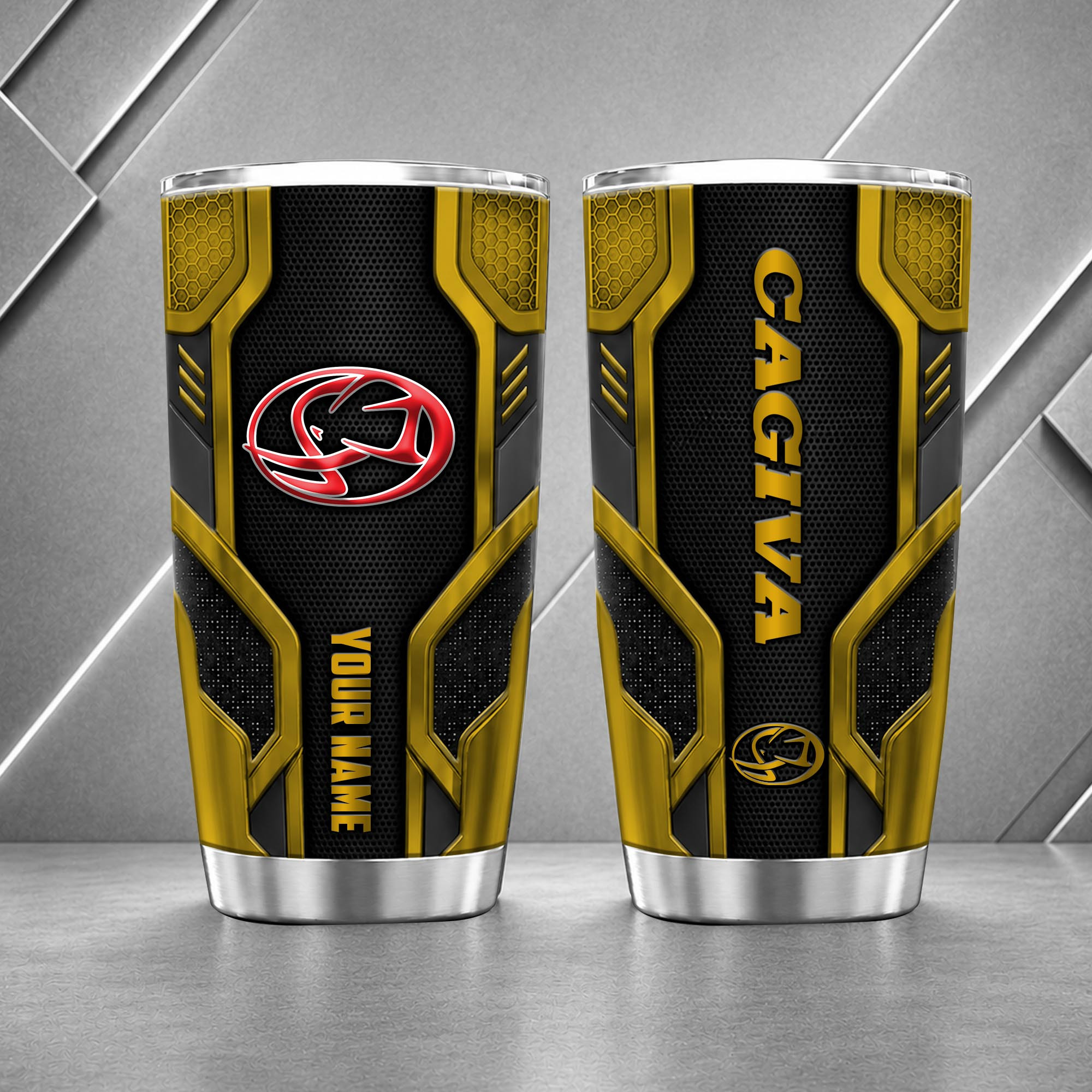 Cagiva 20oz Tumbler | 3D Carbon Armour Biker Travel Mug - Image 8