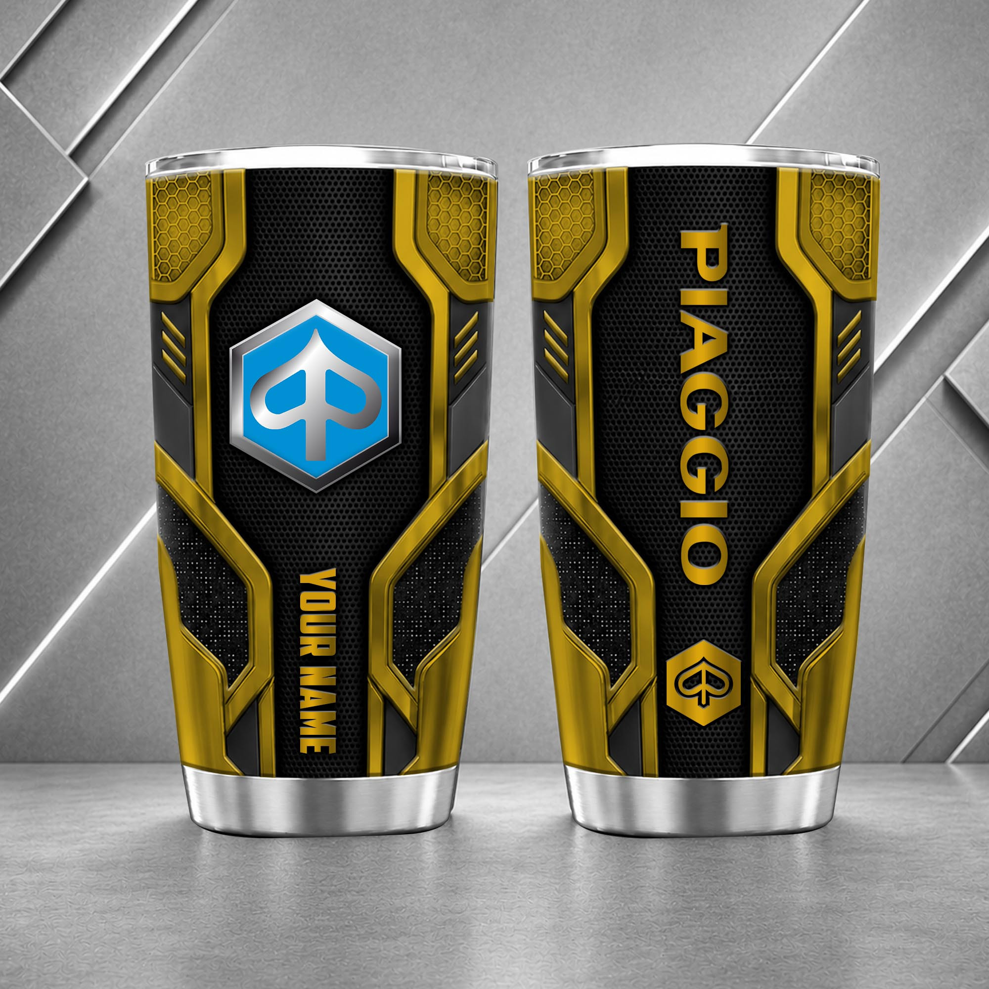 Piaggio 20oz Tumbler | 3D Carbon Armour Biker Travel Mug - Image 8