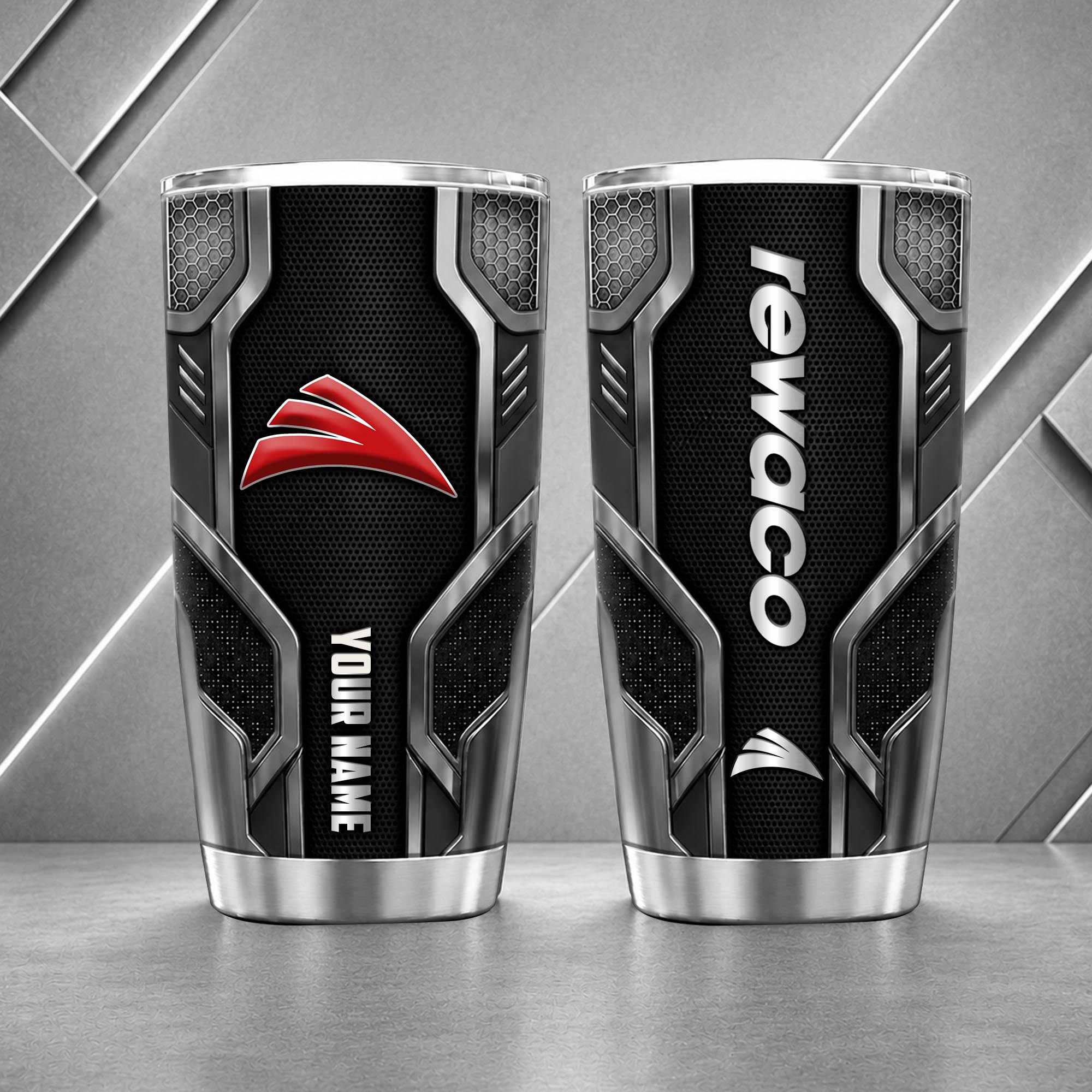 Rewaco 20oz Tumbler | 3D Carbon Armour Biker Travel Mug - Image 4