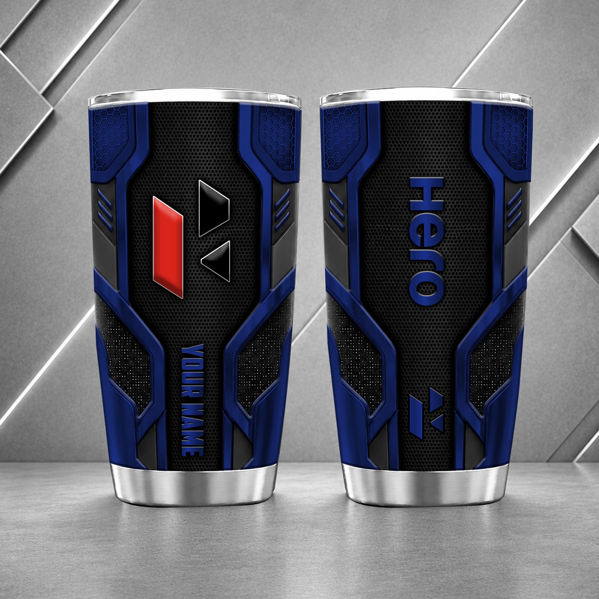 Hero Motorcycles 20oz Tumbler | 3D Carbon Armour Biker Travel Mug - Image 2
