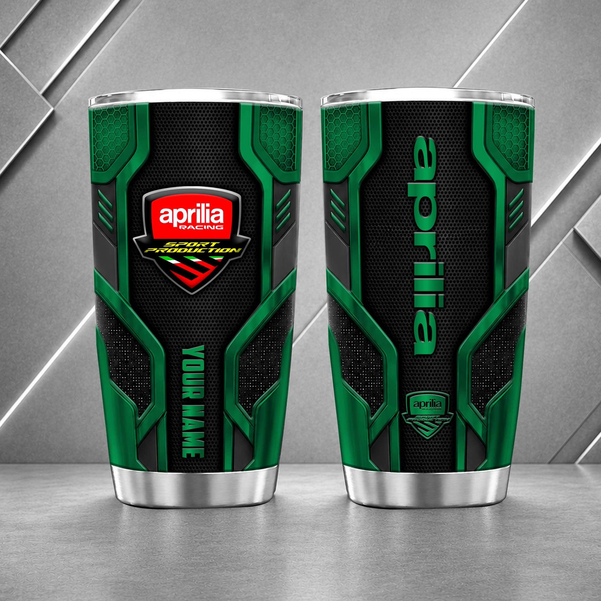 Aprilia Motorcycles 20oz Tumbler | 3D Carbon Armour Biker Travel Mug - Image 3