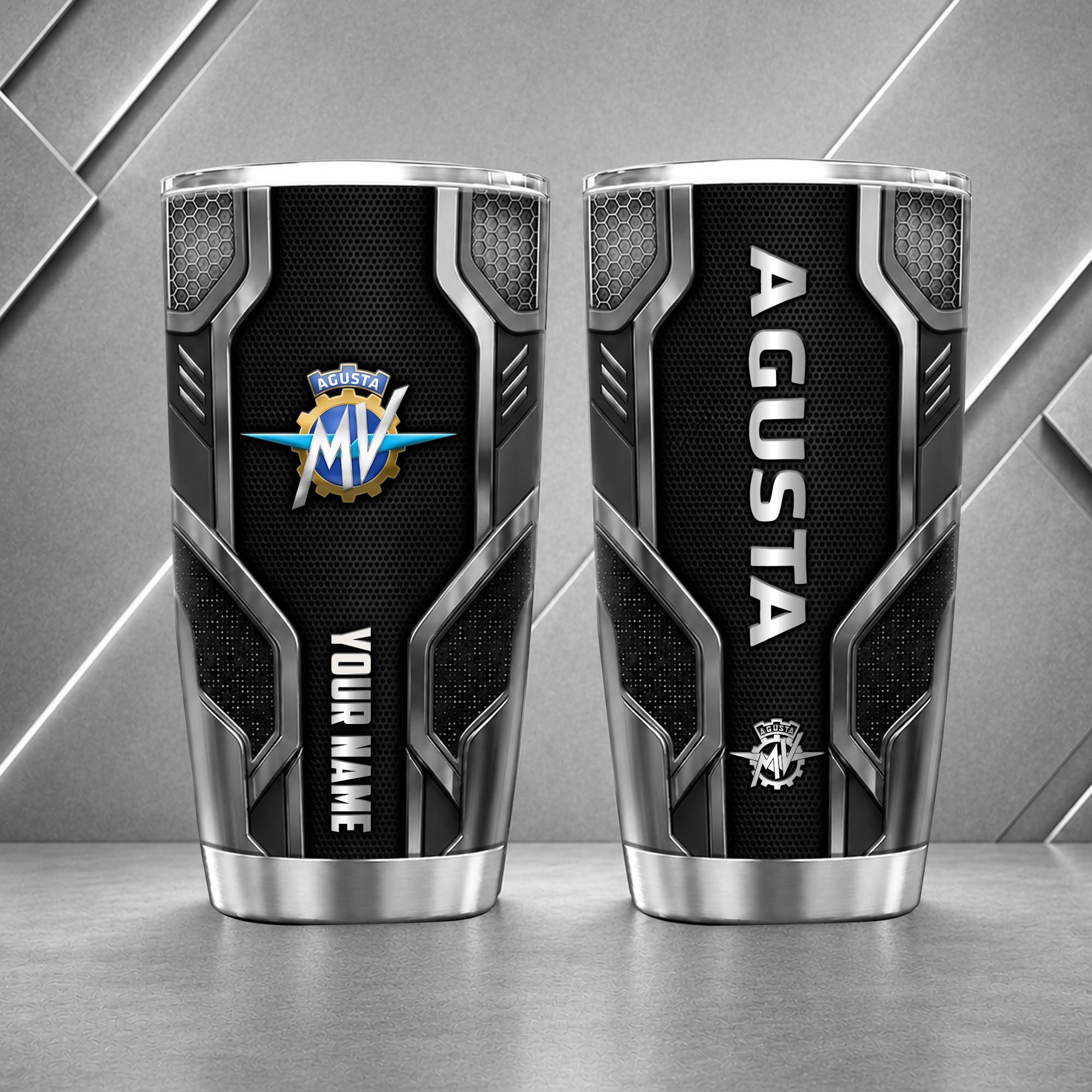 MV Agusta 20oz Tumbler | 3D Carbon Armour Biker Travel Mug - Image 4