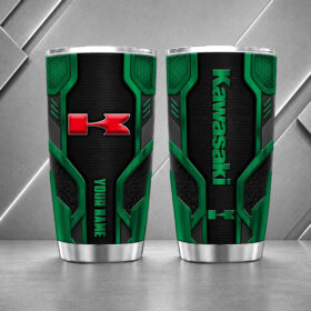 Kawasaki 20oz Tumbler | 3D Carbon Armour Biker Travel Mug