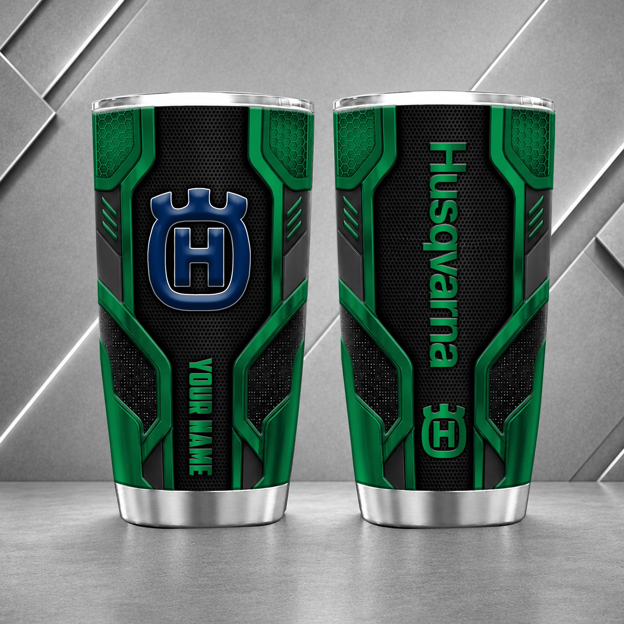 Husqvarna Motorcycles 20oz Tumbler | 3D Carbon Armour Biker Travel Mug - Image 3