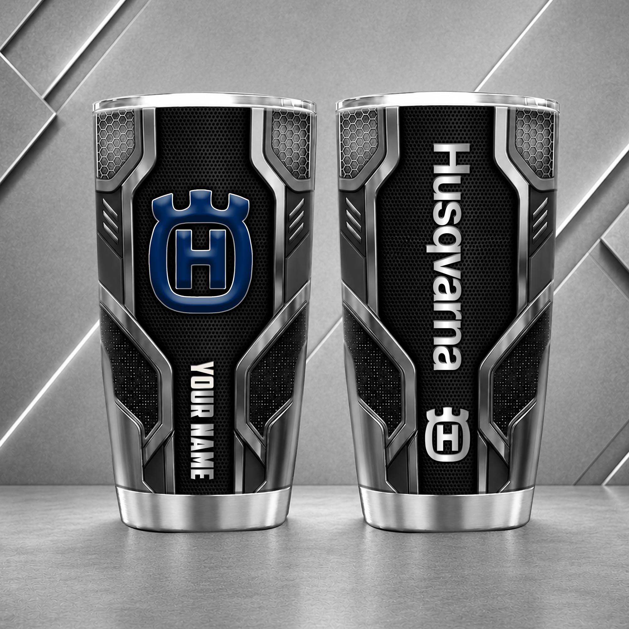 Husqvarna Motorcycles 20oz Tumbler | 3D Carbon Armour Biker Travel Mug - Image 4