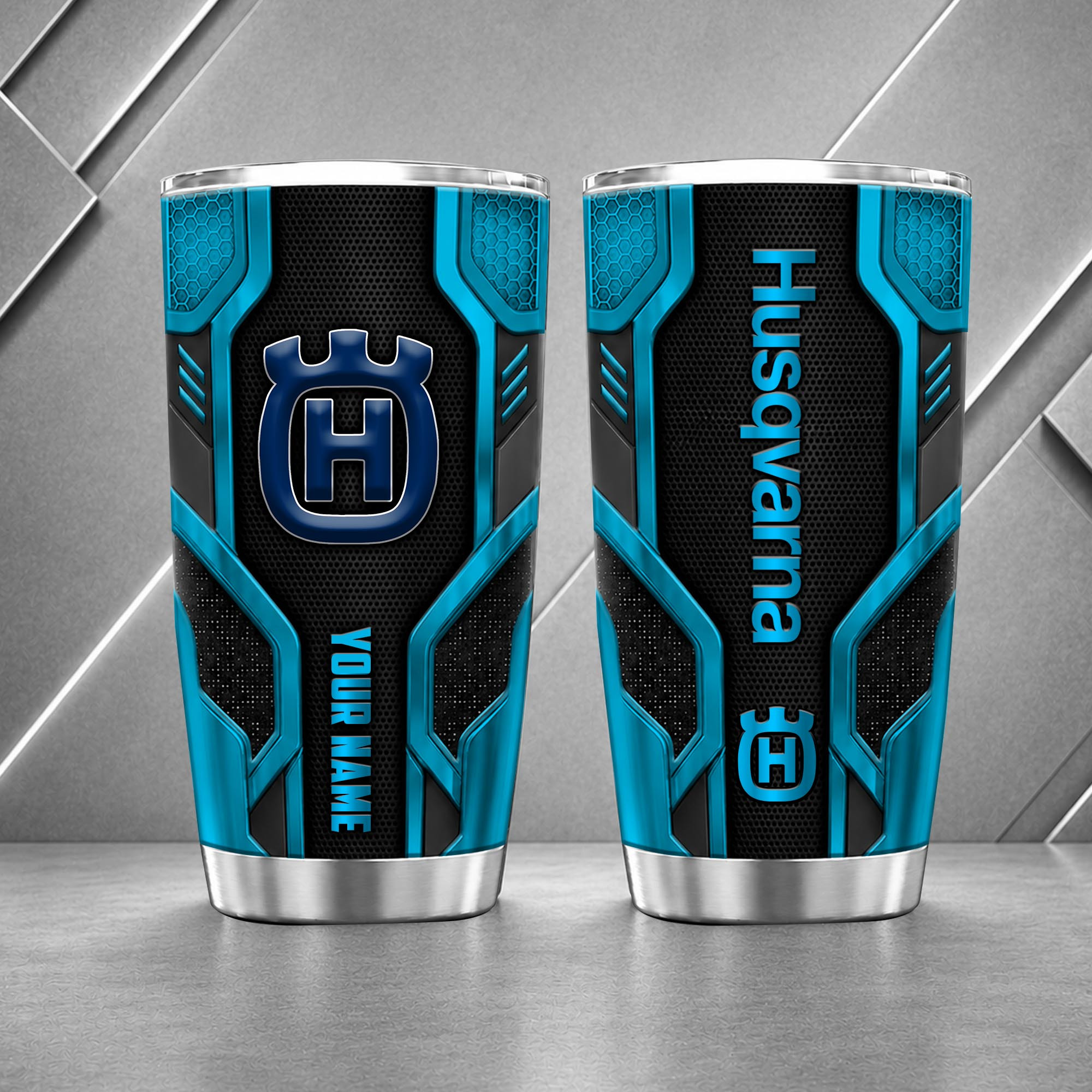Husqvarna Motorcycles 20oz Tumbler | 3D Carbon Armour Biker Travel Mug - Image 7