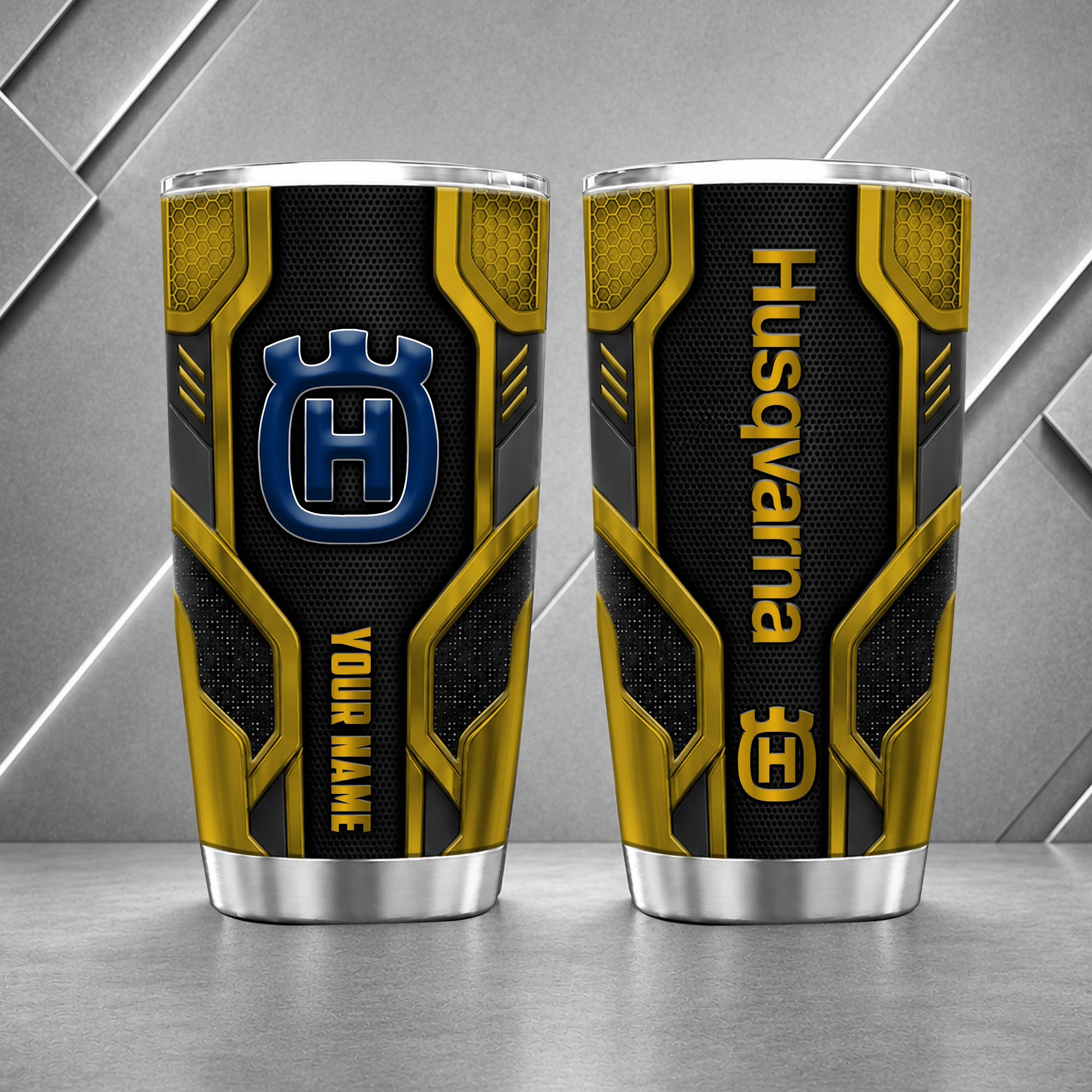 Husqvarna Motorcycles 20oz Tumbler | 3D Carbon Armour Biker Travel Mug - Image 8