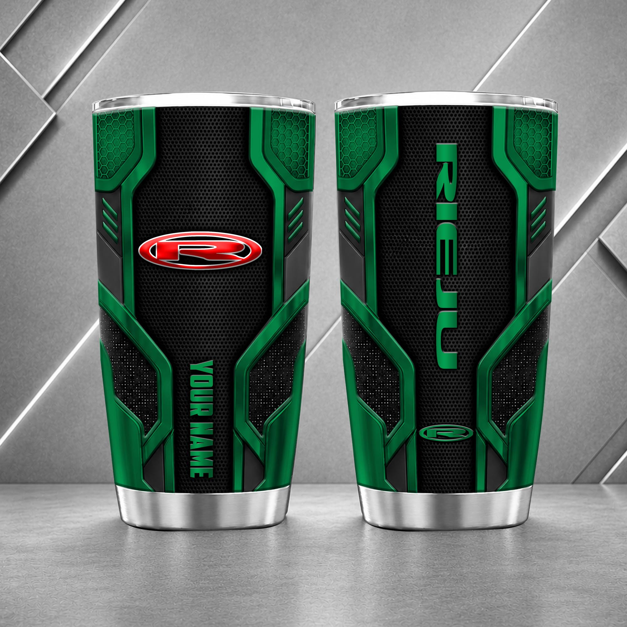 Rieju 20oz Tumbler | 3D Carbon Armour Biker Travel Mug - Image 3