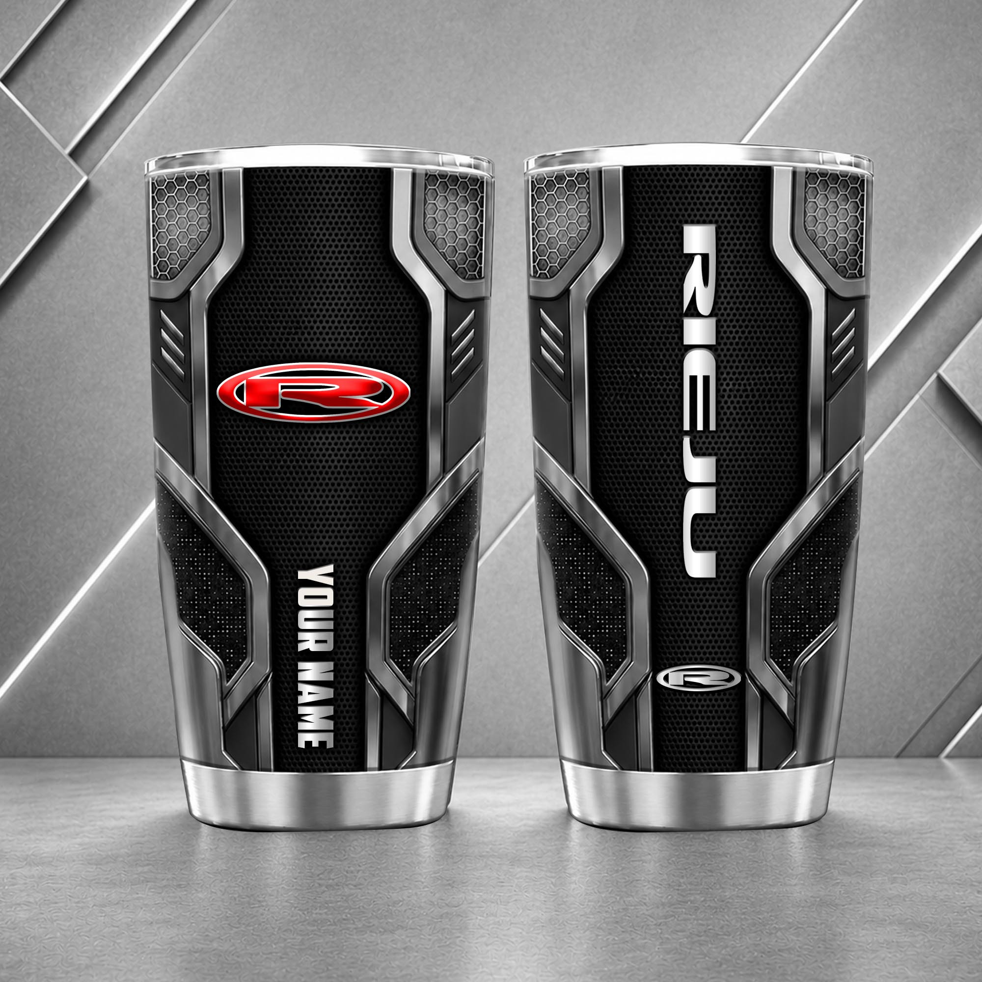 Rieju 20oz Tumbler | 3D Carbon Armour Biker Travel Mug - Image 4