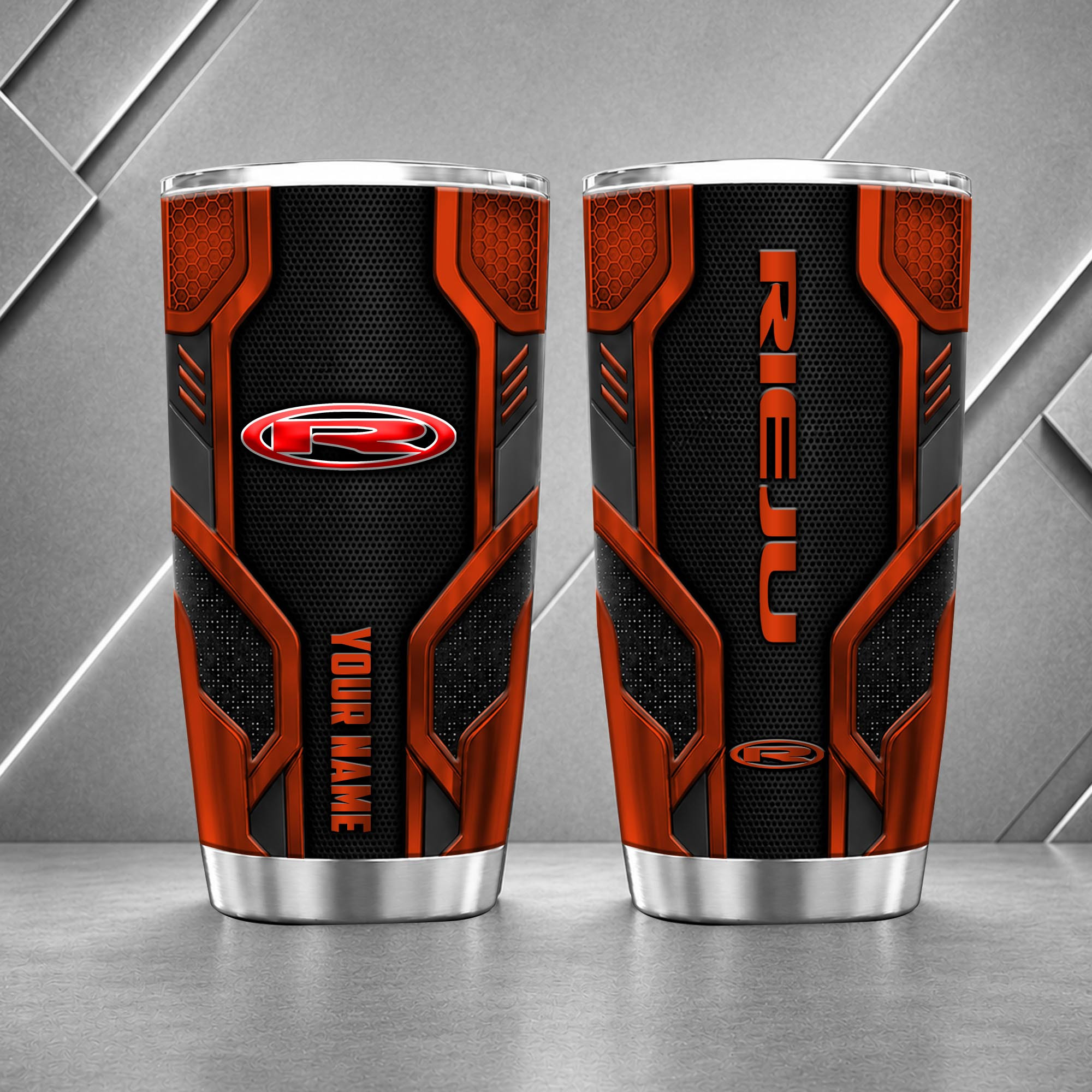 Rieju 20oz Tumbler | 3D Carbon Armour Biker Travel Mug - Image 6