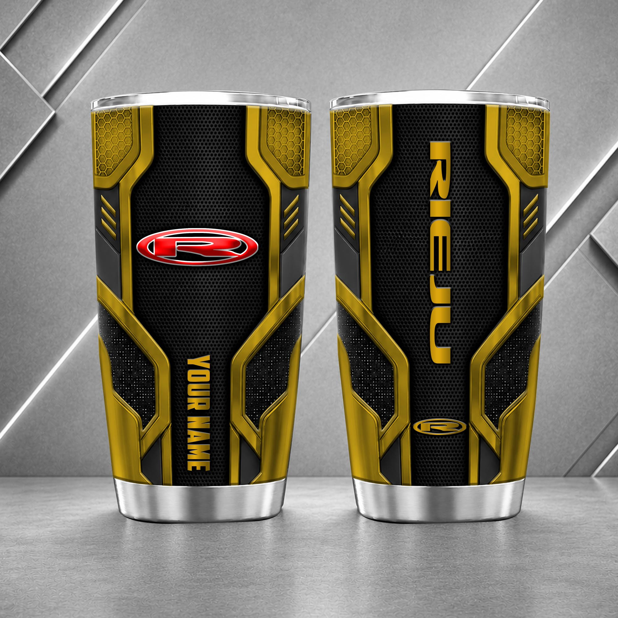 Rieju 20oz Tumbler | 3D Carbon Armour Biker Travel Mug - Image 8