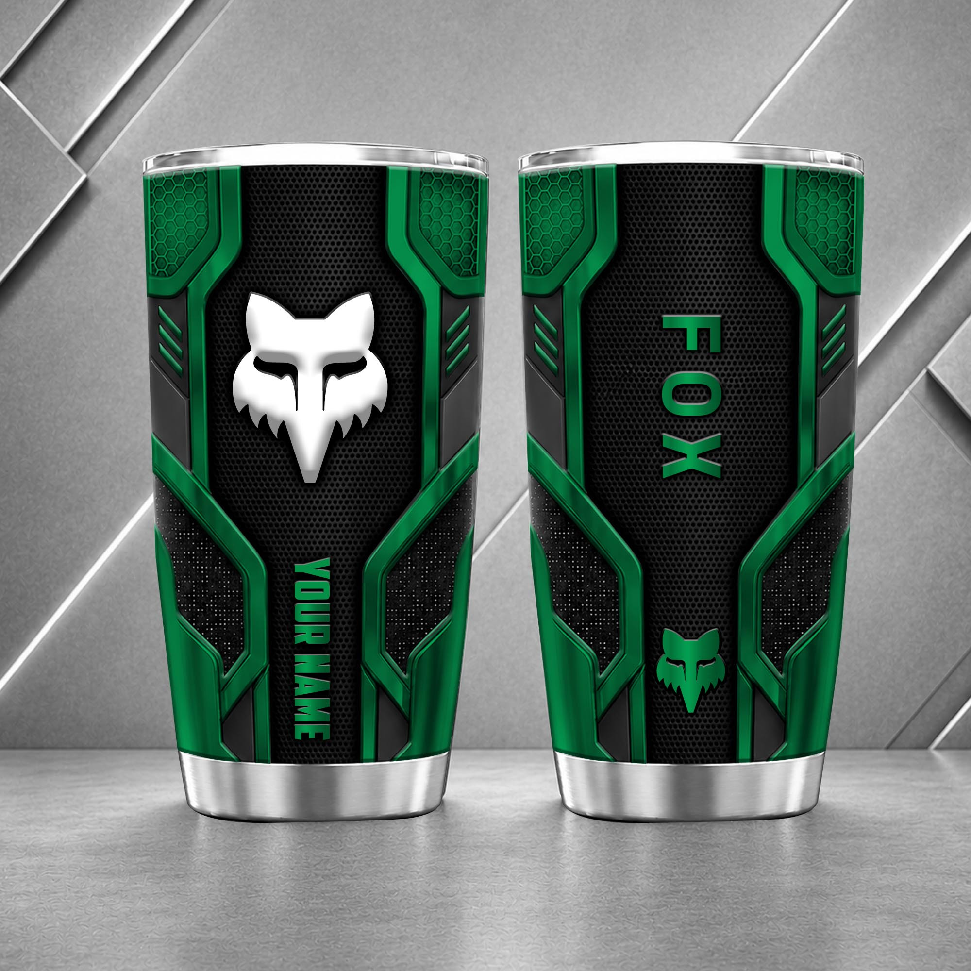 Fox Racing 20oz Tumbler | 3D Carbon Armour Biker Travel Mug - Image 3