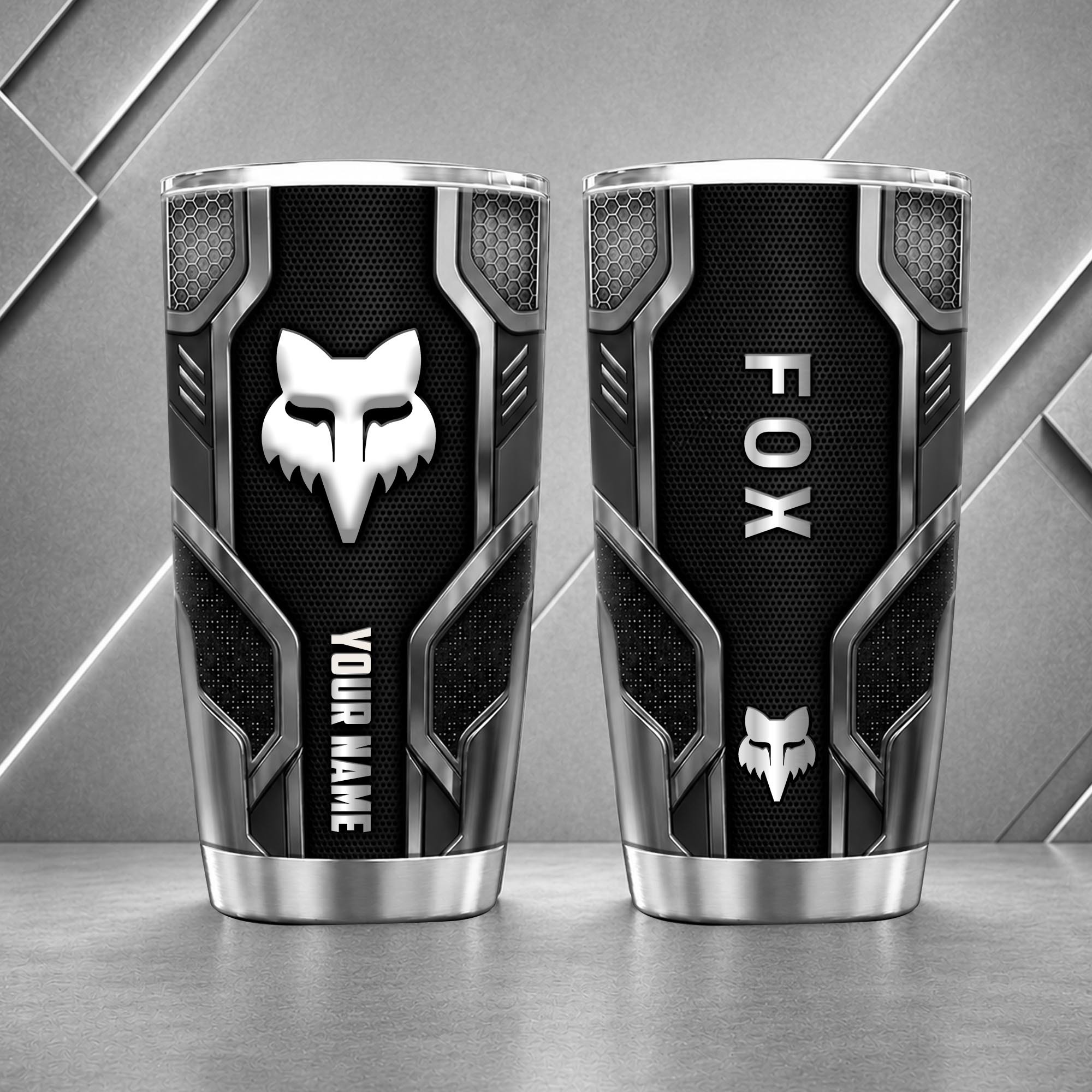 Fox Racing 20oz Tumbler | 3D Carbon Armour Biker Travel Mug - Image 4