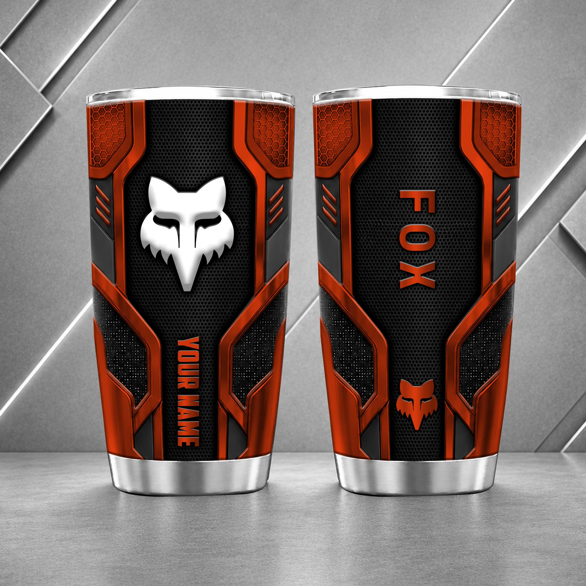 Fox Racing 20oz Tumbler | 3D Carbon Armour Biker Travel Mug - Image 6