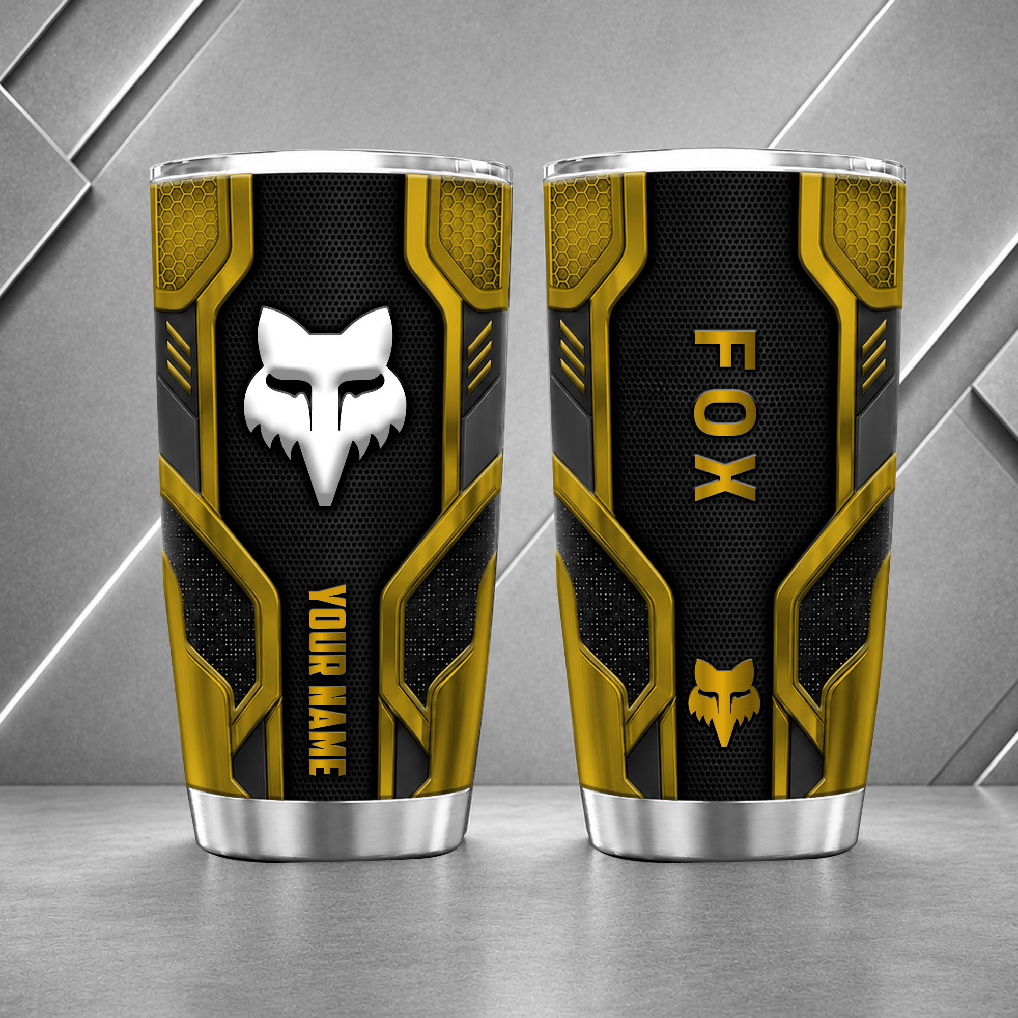 Fox Racing 20oz Tumbler | 3D Carbon Armour Biker Travel Mug - Image 8