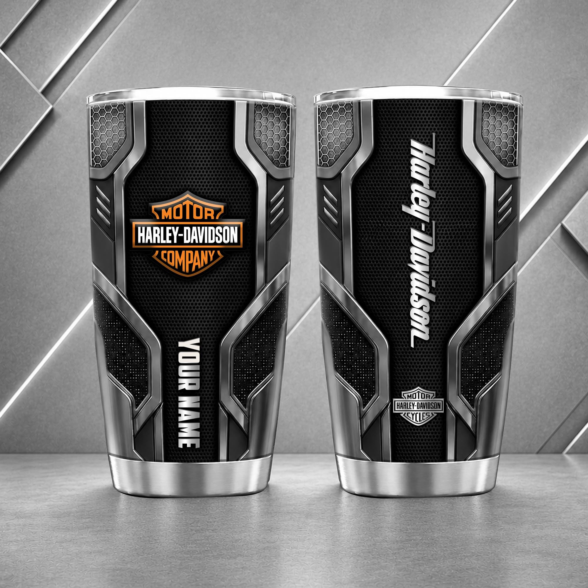 Harley-Davidson 20oz Tumbler | 3D Carbon Armour Biker Travel Mug - Image 5