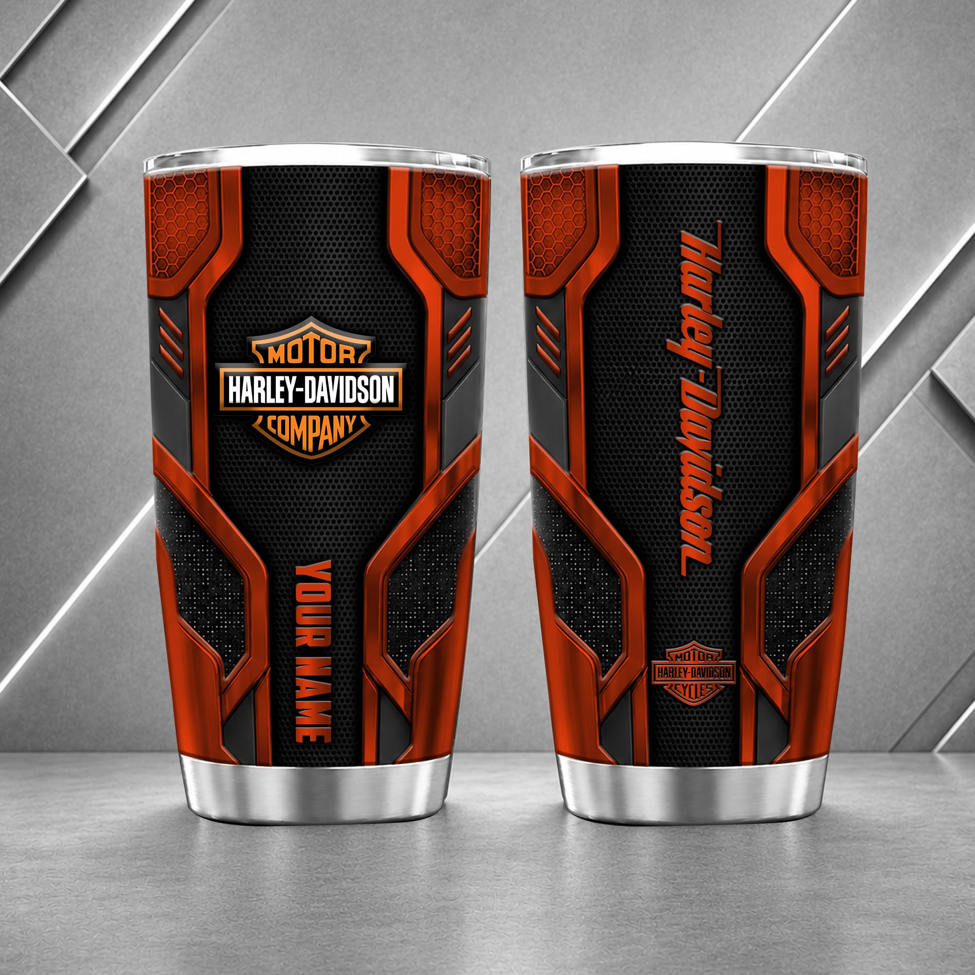 Harley-Davidson 20oz Tumbler | 3D Carbon Armour Biker Travel Mug