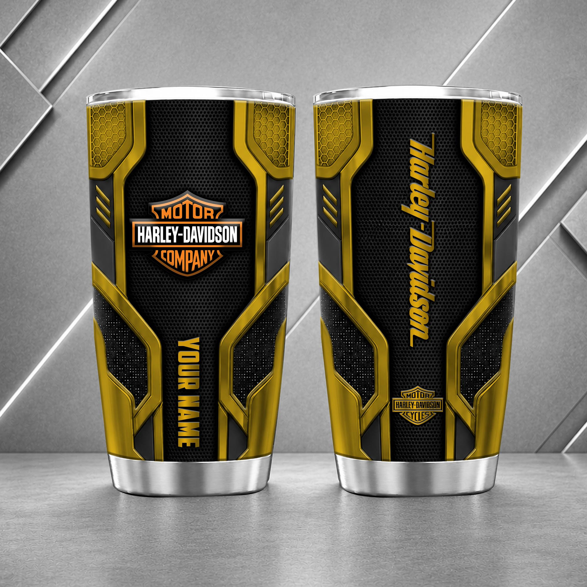 Harley-Davidson 20oz Tumbler | 3D Carbon Armour Biker Travel Mug - Image 8
