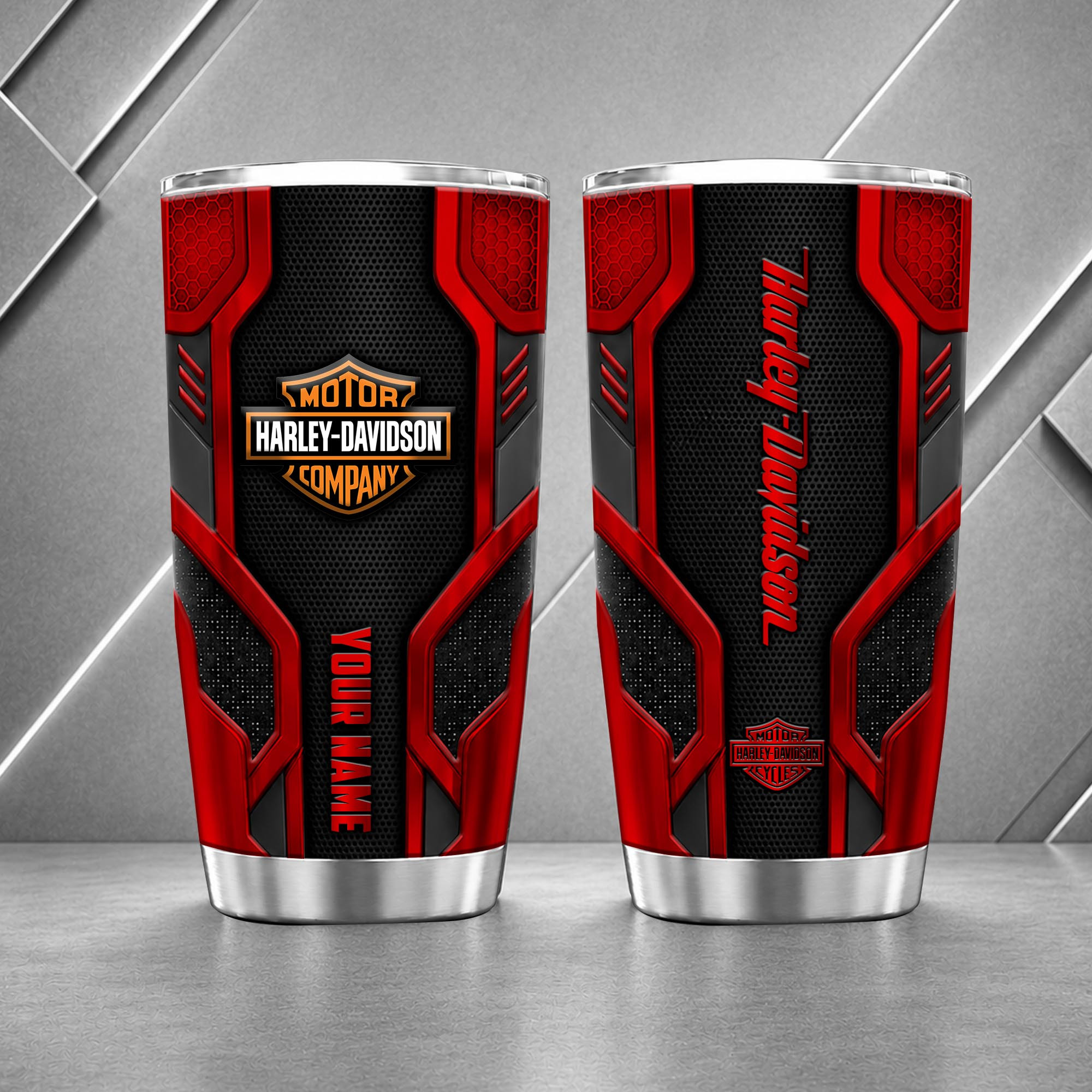 Harley-Davidson 20oz Tumbler | 3D Carbon Armour Biker Travel Mug - Image 2