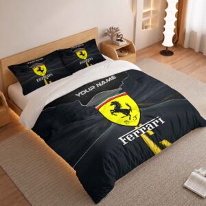Alternative view of Ferrari Duvet Cover - Custom Name Car Bedding Set