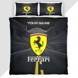 Ferrari Duvet Cover - Custom Name Car Bedding Set